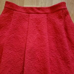 Ann Taylor Pleated Quilted Skirt Sz 12 Red Lined Pockets Short
